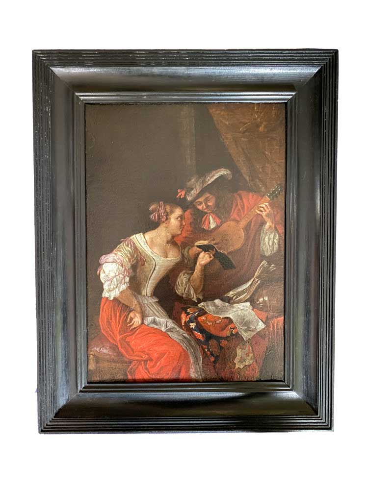 Gemäldepaar Leidener Feinmalerei „Musizierendes Paar“ und „Liebespaar“ in Bad Tölz